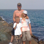 Kristopher Lauchner with Sage Capuano, at beach in San Diego